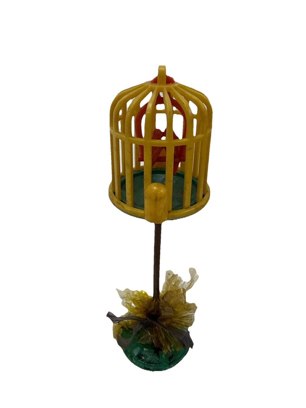 Vintage ~ Dollhouse Furniture Birdcage Commonwealth Plastics Company Red Birds.